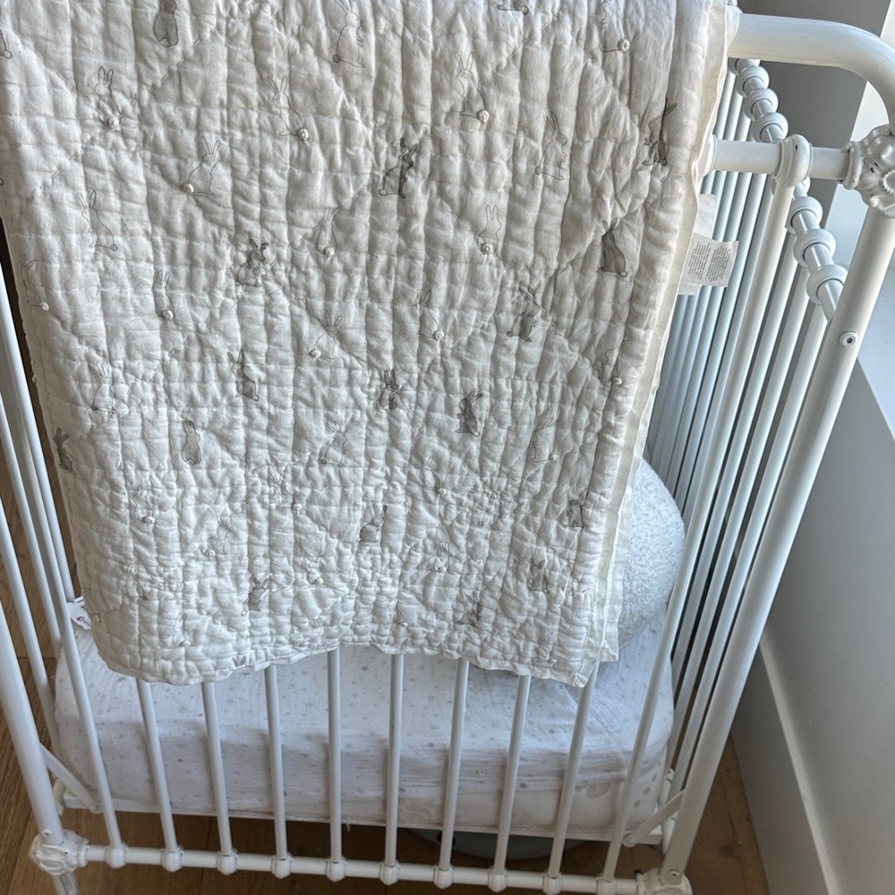 Pehr Neutral Ivory Quilted Baby Crib Blanket - Soft Cotton NWOT